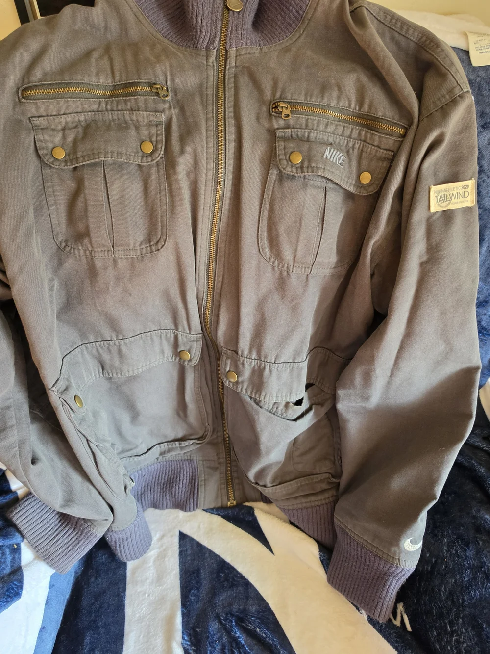 Nike Men's Taupe Utility Performance Jacket with Purple Trim